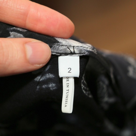 SANDRO - Black/White 100% Silk Boho Mini Dress - Women's Size 2, Medium NEW NWOT - Picture 9 of 12